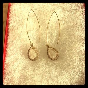 Pink quartz like on gold earwires